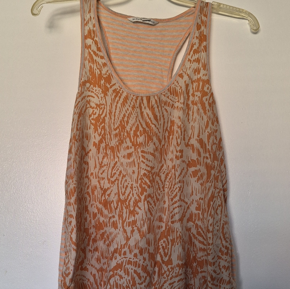 Banana Republic Orange and Cream Patterned Tank Top